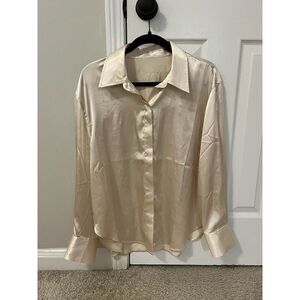 Daily Drills - Champagne Silky Button Down Women's Size XS/S